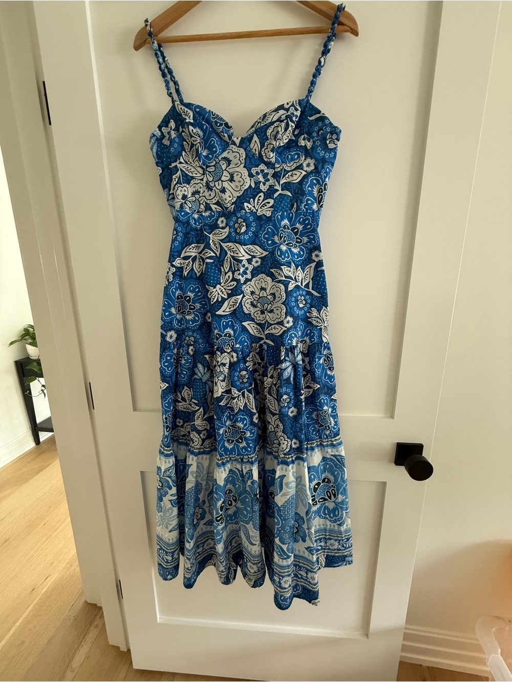 Farm Rio Blue Floral Sundress with Spaghetti Straps